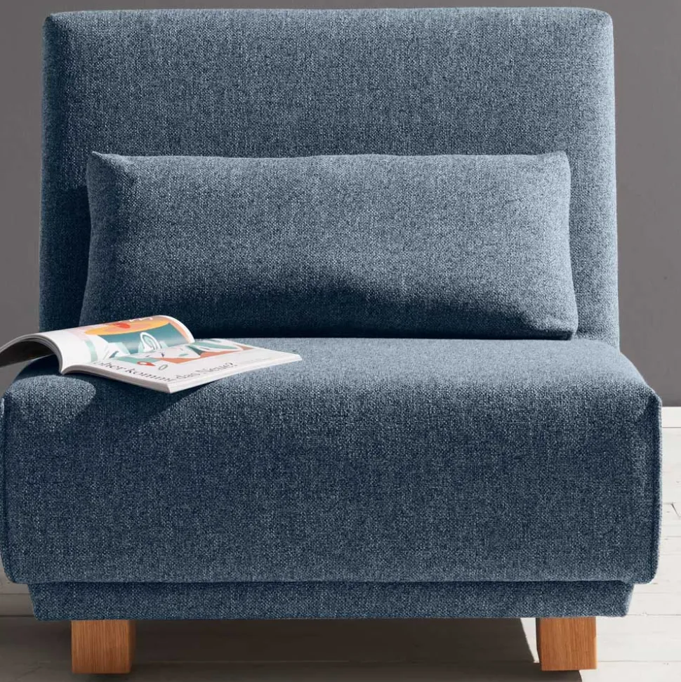 Blauer Stoffsessel mit Schlaffunktion - Zimena