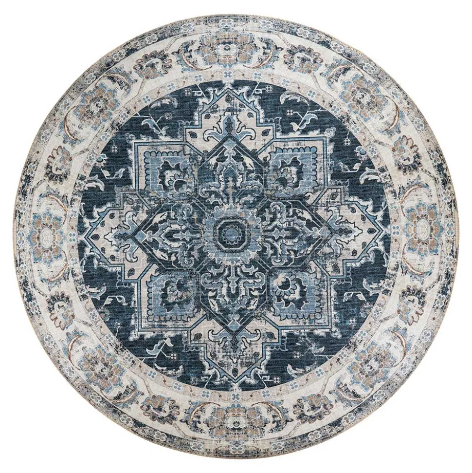 Blauer Teppich mit Ornament Muster - Pontecuna