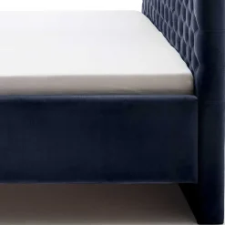 Blaues Stauraumbett mit Chesterfield Kopfteil - Lani