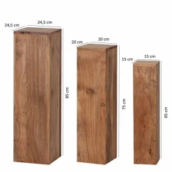 Blumensäulen Set Vislan aus Holz massiv Akazie (dreiteilig)