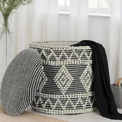 Boho Polsterhocker aus Wolle Webstoff - Fiodor
