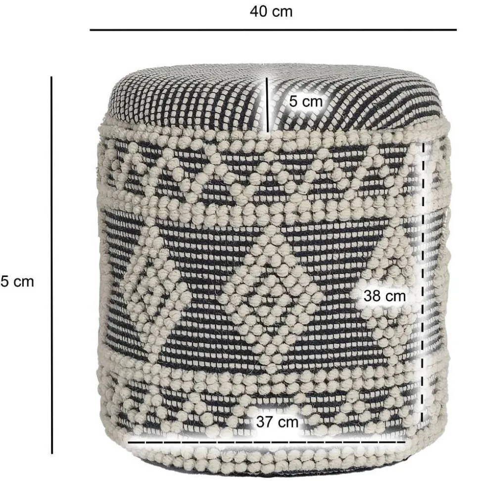 Boho Polsterhocker aus Wolle Webstoff - Fiodor