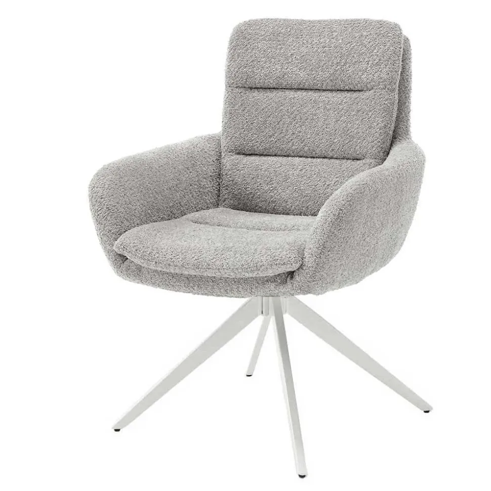 Boucle Armlehnenstuhl in Grau - Lulumo (2er Set)