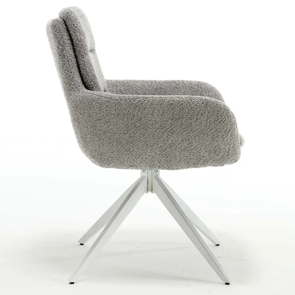 Boucle Armlehnenstuhl in Grau - Lulumo (2er Set)