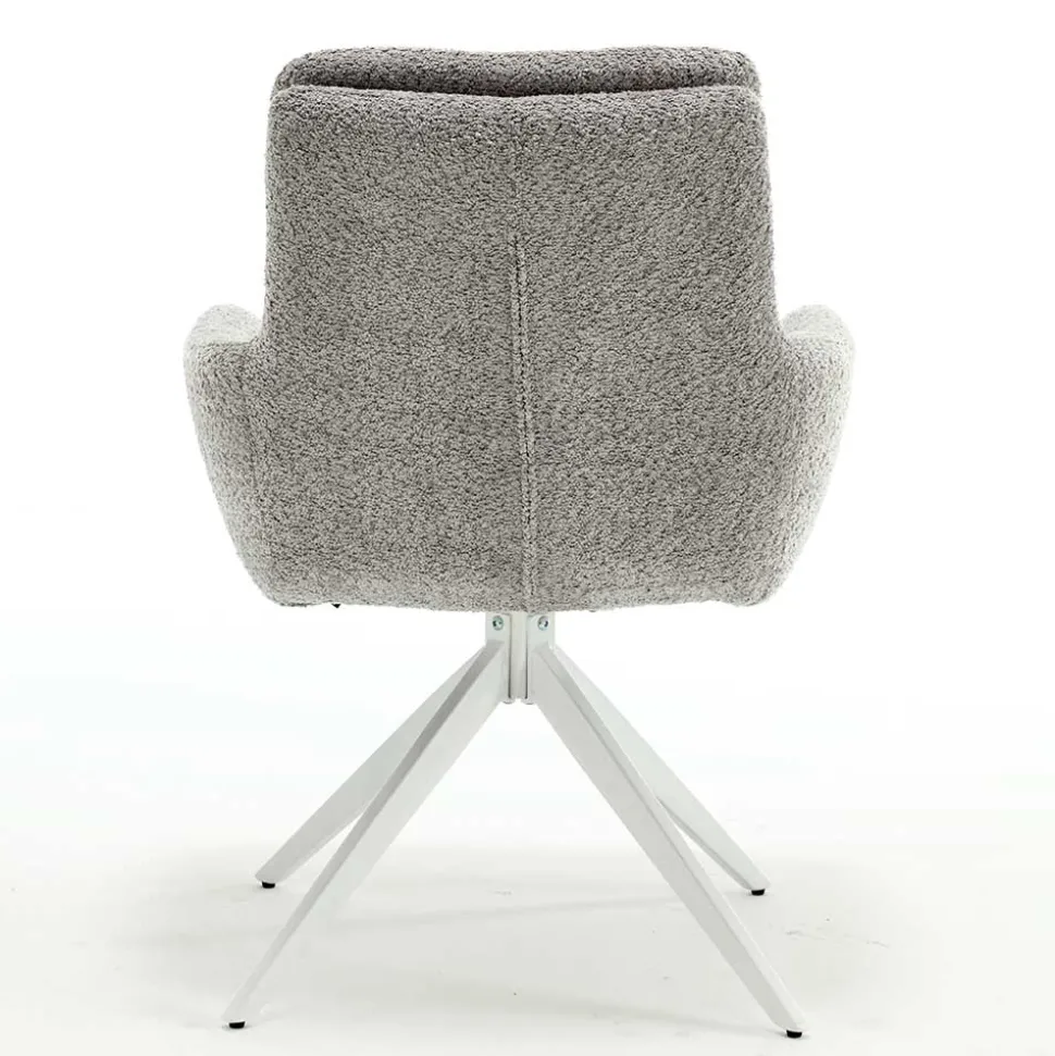 Boucle Armlehnenstuhl in Grau - Lulumo (2er Set)