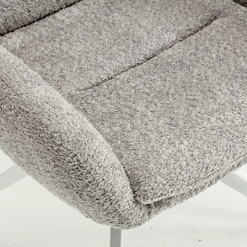 Boucle Armlehnenstuhl in Grau - Lulumo (2er Set)