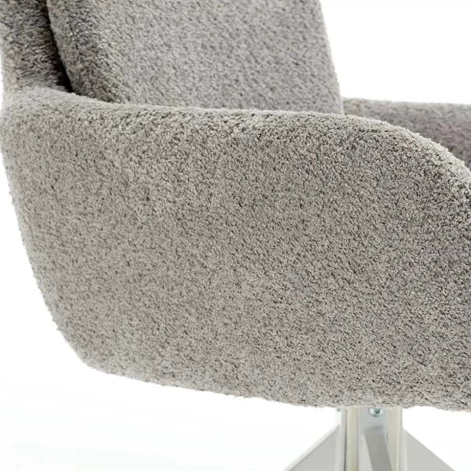 Boucle Armlehnenstuhl in Grau - Lulumo (2er Set)