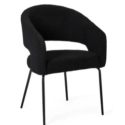 Boucle Armlehnenstuhl in Schwarz - Ivonata (2er Set)