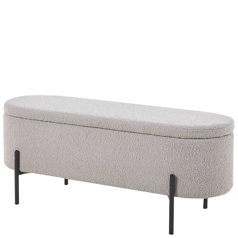 Boucle Polsterbank in Oval mit Stauraum - Buryas