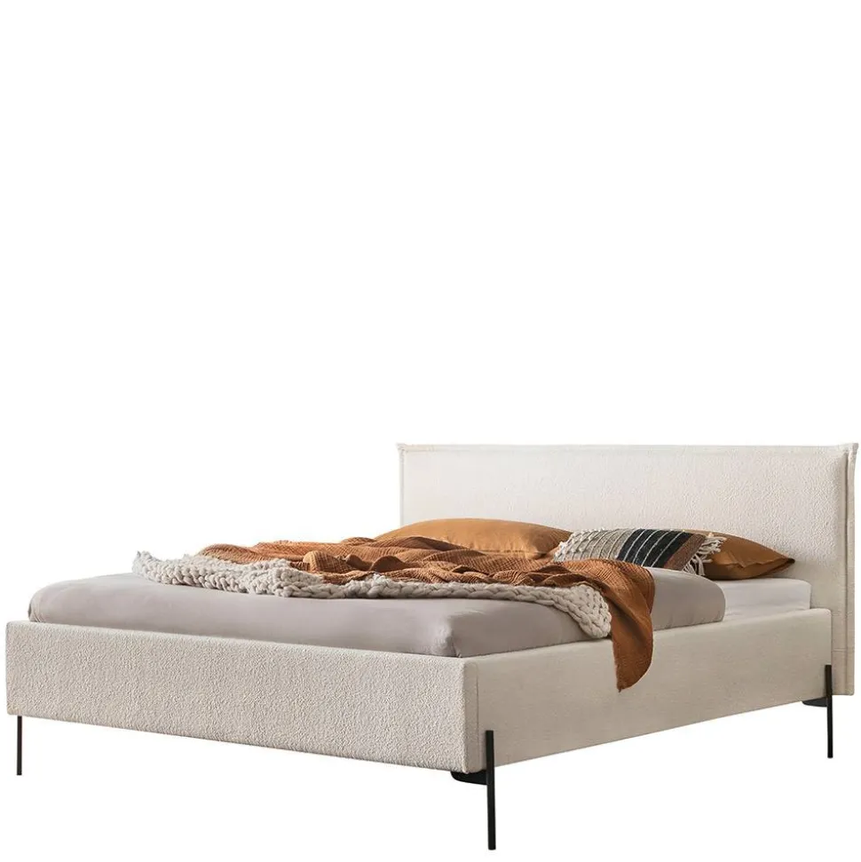 Boucle Stoffbett in Creme Weiß - Fontana