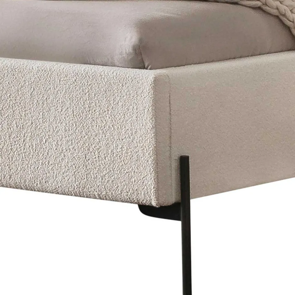 Boucle Stoffbett in Creme Weiß - Fontana