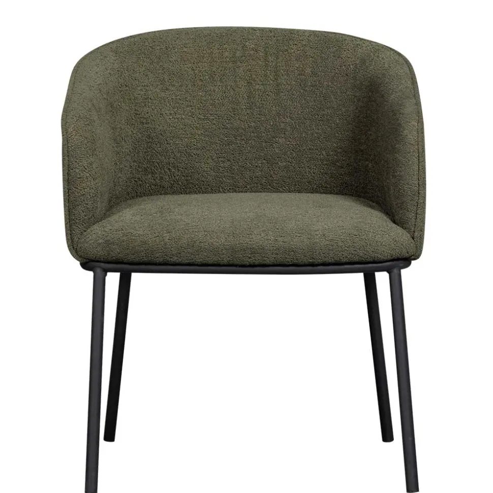 Boucle Tischsessel in Dunkelgrün - Norian