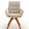 Boucle Tischsessel mit Holz Drehgestell - Corpus (2er Set)
