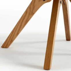 Boucle Tischsessel mit Holz Drehgestell - Corpus (2er Set)