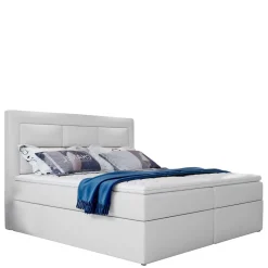 Boxbett in Weiß Kunstleder - Larvito