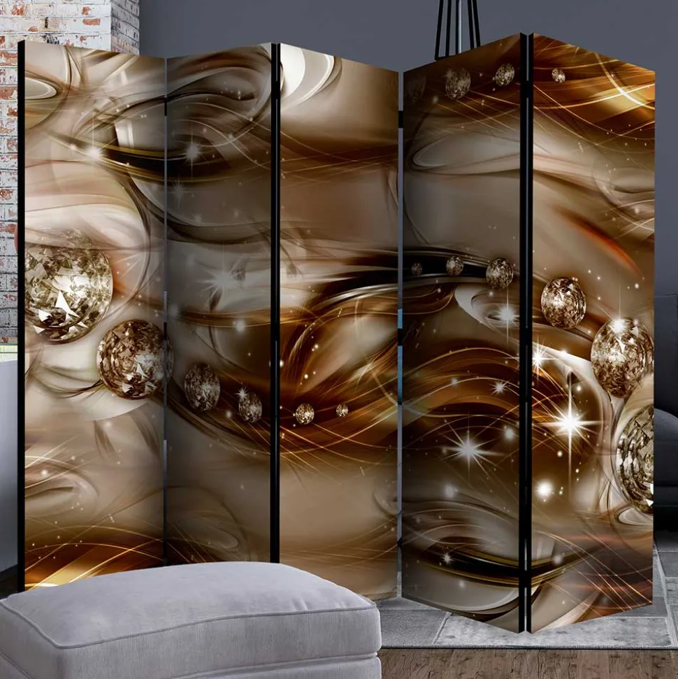 Braun bedruckter Paravent mit Diamanten Motiv - Marica