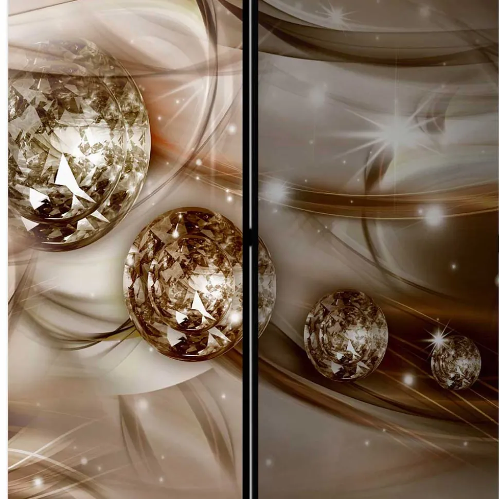 Braun bedruckter Paravent mit Diamanten Motiv - Marica