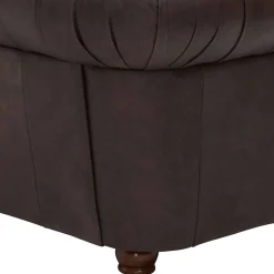 Brauner Chesterfieldsessel mit Lederbezug - Pluna