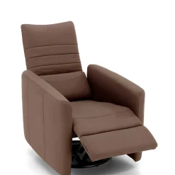 Brauner Kunstledersessel mit ausklappbarer Lehne - Resceta