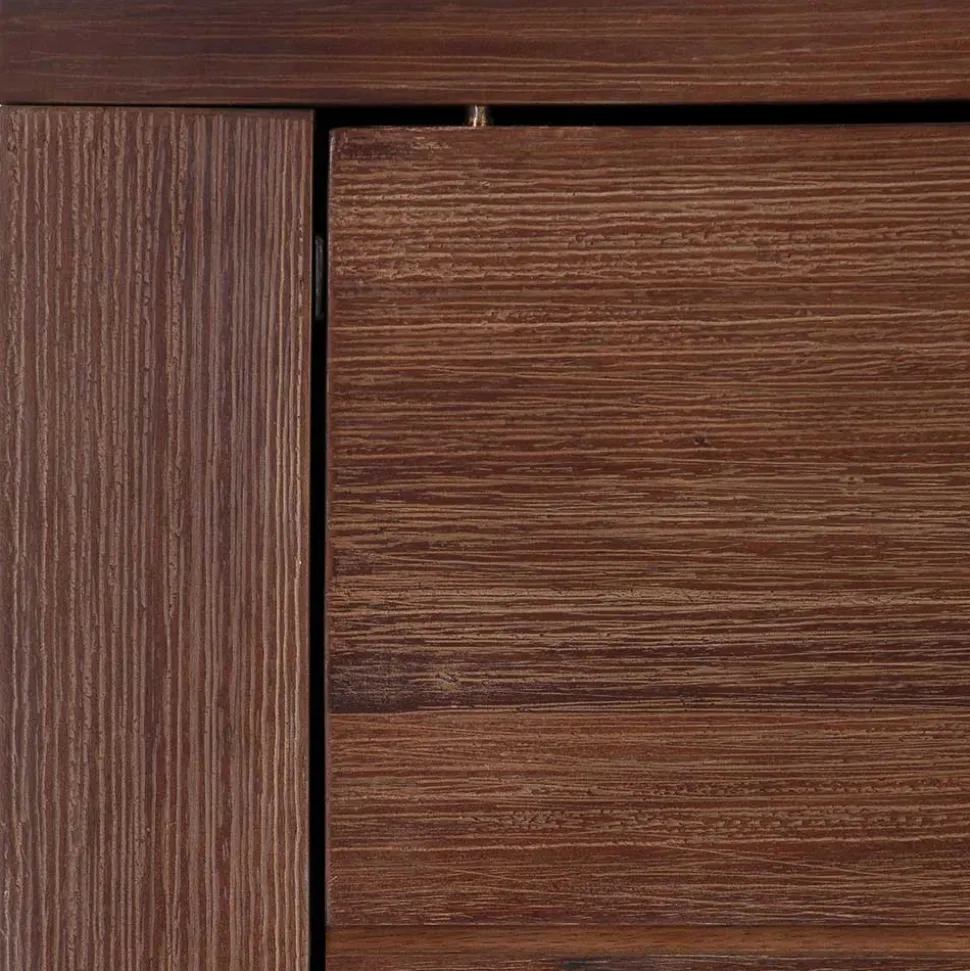 Braunes Akazie Highboard mit 3 Schiebetüren - Ruffes