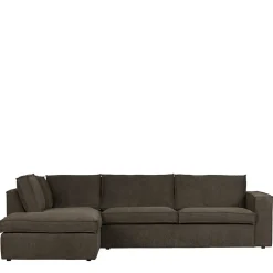 Braunes Wohnzimmersofa in L-Form aus Webstoff - Bravassa