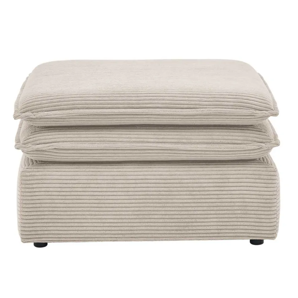 Breitcord Polsterhocker in Beige - Jony