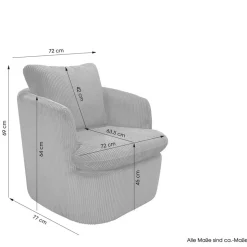 Breitcord Sessel in Offwhite - Fenturam