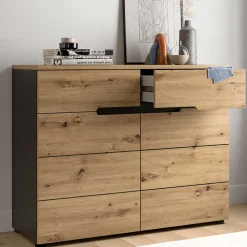 Breite Flurkommode mit zwei Schubladen - Norja