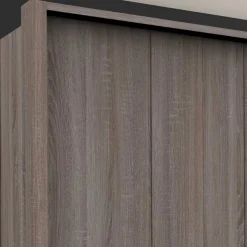 Breiter Kleiderschrank in Eiche Dunkel - Crenba