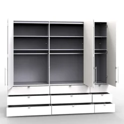 Breiter Kleiderschrank in Eiche Dunkel - Crenba