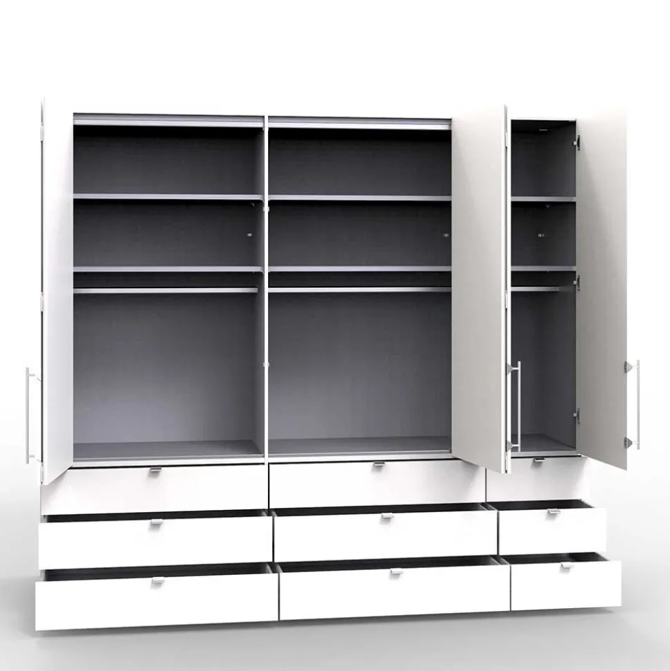 Breiter Kleiderschrank in Eiche Dunkel - Crenba