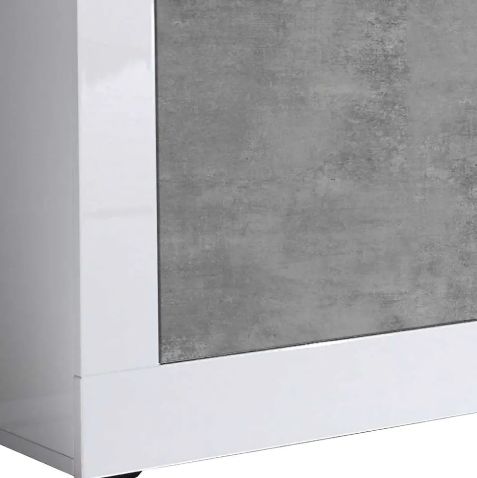 Breites TV Board in Weiß HG & Betonoptik - Narandu