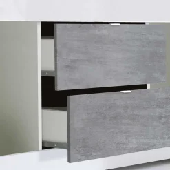 Breites TV Board in Weiß HG & Betonoptik - Narandu