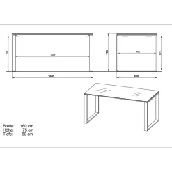 Büro Arbeitstisch in Weiß mit Glas - Fidania
