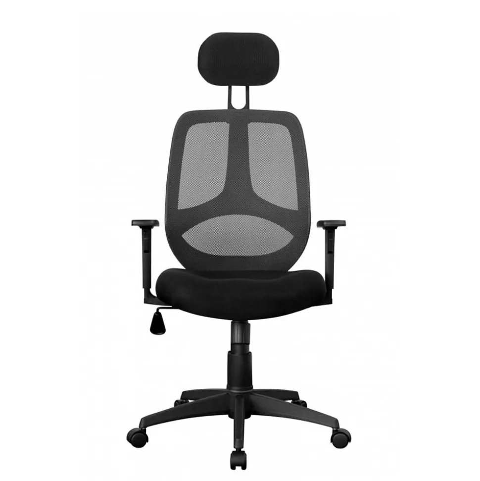 Büro Drehstuhl mit Kopfstütze in Schwarz - Joera