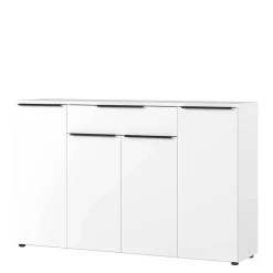 Büro Highboard in Weiß mit schwarzen Griffen - Sparkle