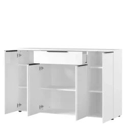 Büro Highboard in Weiß mit schwarzen Griffen - Sparkle