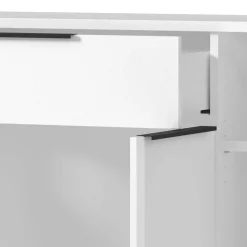 Büro Highboard in Weiß mit schwarzen Griffen - Sparkle