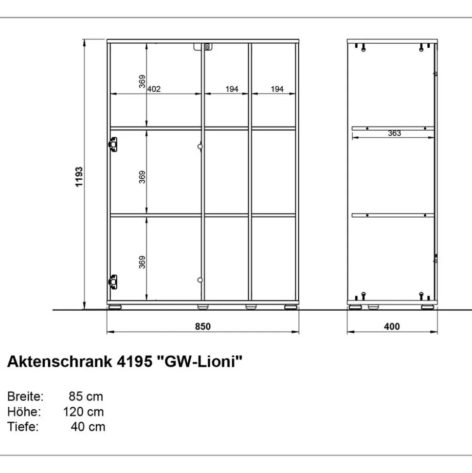 Büro Regal mit Türen Set - Ziharo (zweiteilig)