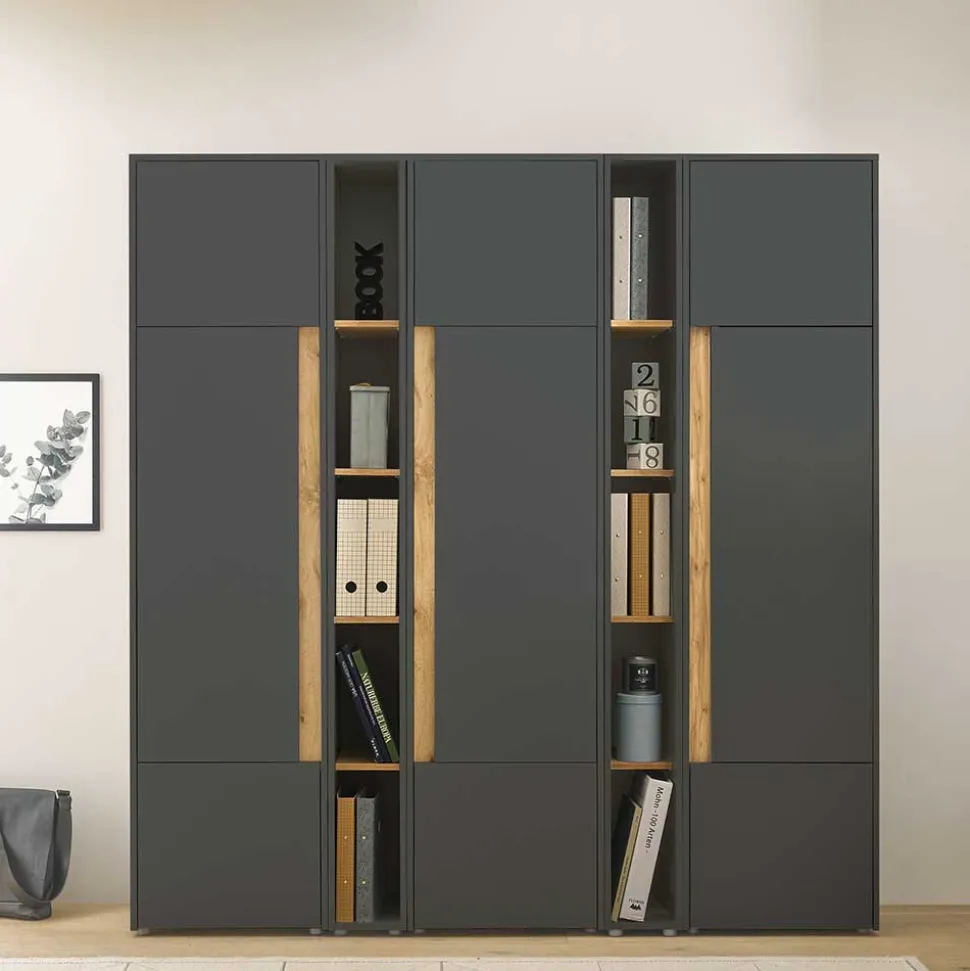 Büro Schrank- und Regalwand Set - Ahilav (fünfteilig)