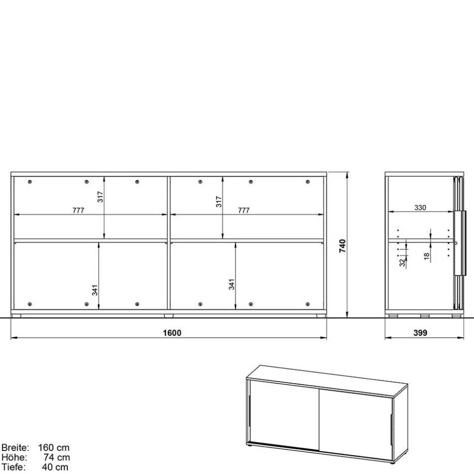 Büro Sideboard mit Schiebetüren - Sparkle