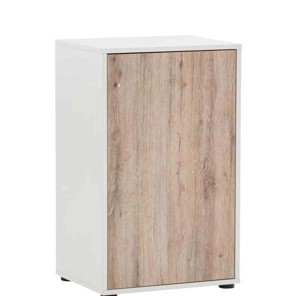 Büroschrank in Weiß & Wildeiche Dekor - Laganzo