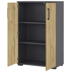 Büroschrank in Wildeiche NB & Dunkelgrau - Disgano I