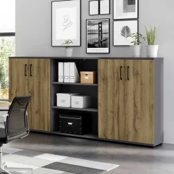 Büroschrank in Wildeiche NB & Dunkelgrau - Disgano I