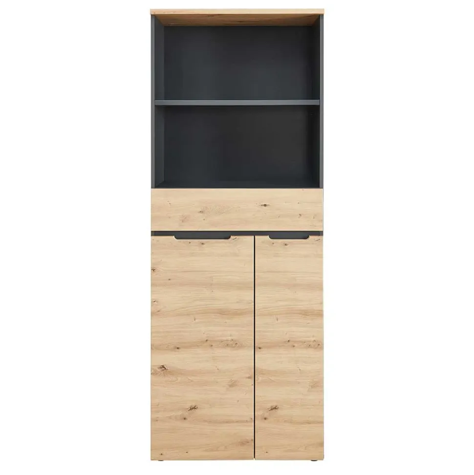 Büroschrank mit 2 Fächern und 2 Türen und Schublade - Kuetra