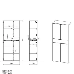 Büroschrank mit vier Türen und Schublade - Sparkle