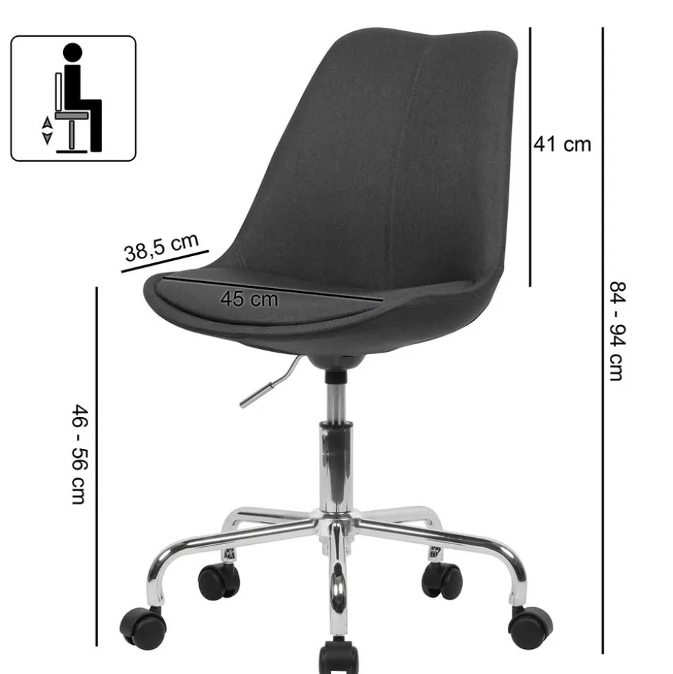 Bürostuhl in Schwarz & Chrom - Durioso
