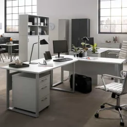 Bürotisch Schreibtisch in Lichtgrau - Bowsla