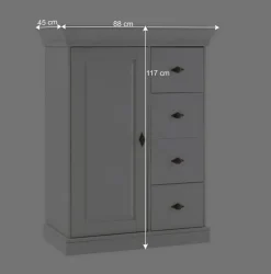 Brotschrank Sibiuta in Weiß Holz