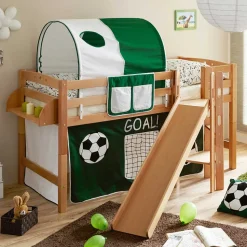 Buche Hochbett mit schräger Rutsche - Mazarena